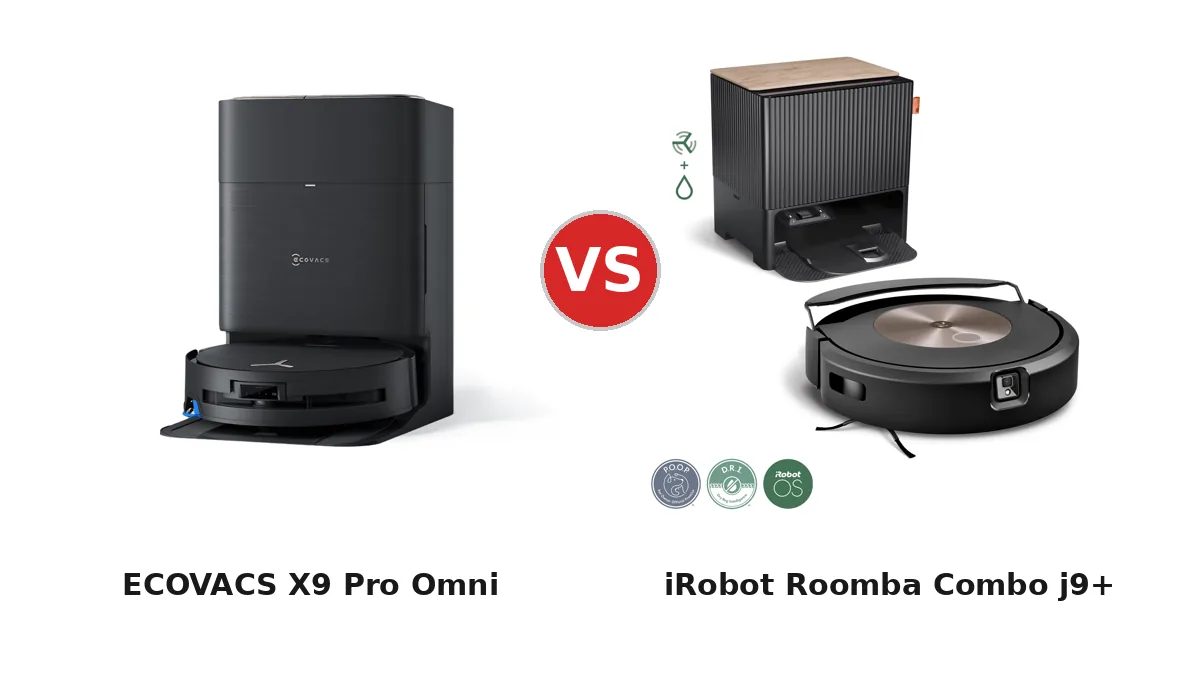 Ecovacs vs iRobot 2026: Deebot X9 Pro Omni gegen Roomba Combo j9+ im Navigations-Vergleich.