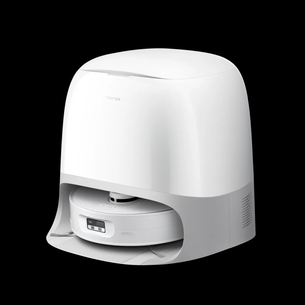 Roborock Qrevo Curv 2 Flow im Test: Weißer Saugroboter mit SpiraFlow-Wischwalze und All-in-One-Station.
