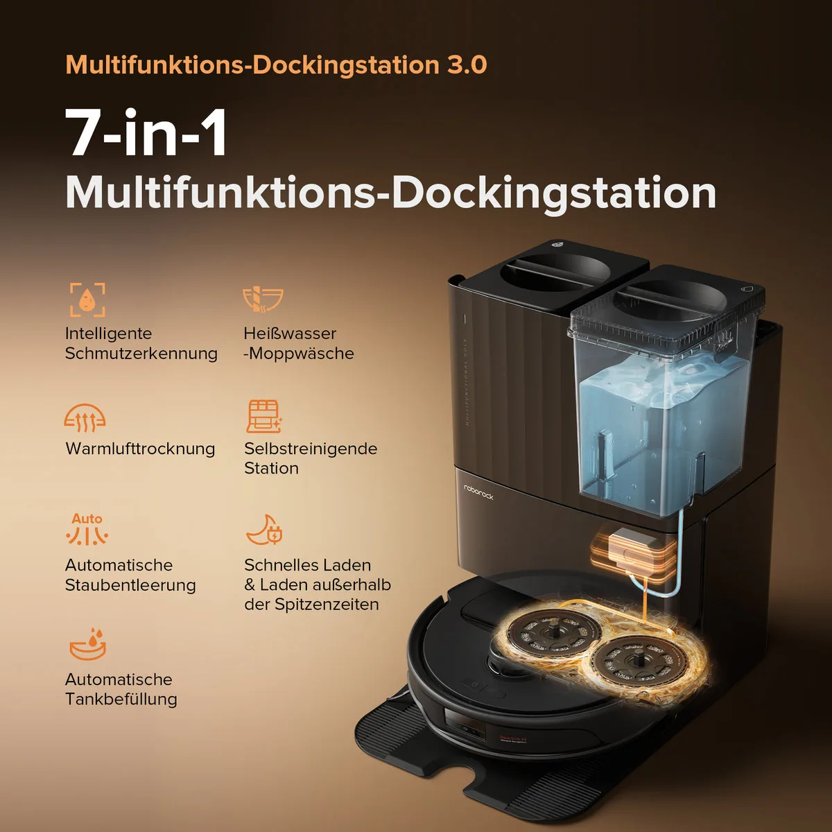 Saugroboter mit Heißwasser Moppwäsche 2026: Roborock Multifunktions-Dockingstation 3.0 mit Heißwasser Moppwäsche und Warmlufttrocknung