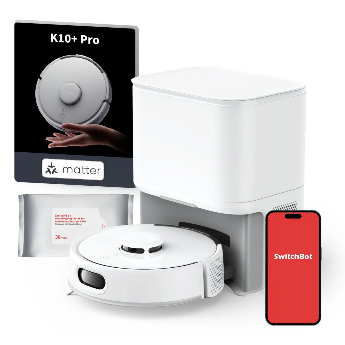 Saugroboter vs Akkustaubsauger Vergleich: kompakter SwitchBot K10 Plus Saugroboter